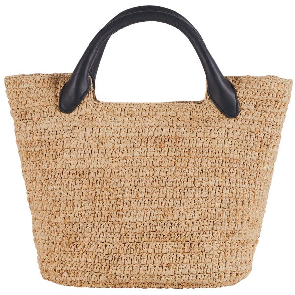 Helen Kaminski Cassia Small Basket Bag in Natural and Black Back View